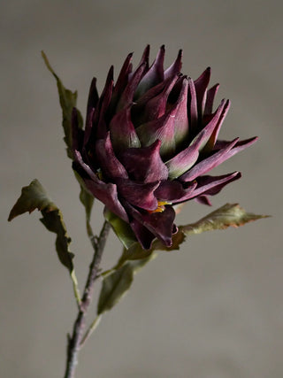 Protea kunstbloem paars van Bloomingville, toegepast in een stijlvolle woonkamer