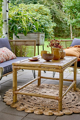 Salontafel bamboe nature Sole 60x90cm van Bloomingville, met materiaal en structuur van dichtbij zichtbaar