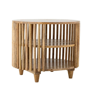 Salontafel mangohout Sali rond 60cm van Bloomingville, aan de achterzijde met constructie zichtbaar