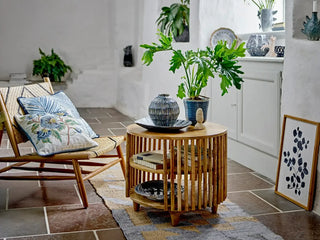 Salontafel mangohout Sali rond 60cm van Bloomingville, toegepast in een sfeervolle interieursetting