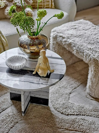 Salontafel rond marmer wit Rosito 61cm van Bloomingville, aan de achterzijde met constructie zichtbaar