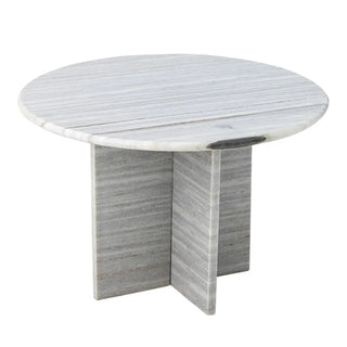 Salontafel rond marmer wit Rosito 61cm van Bloomingville, schuin van voren met vorm en afwerking zichtbaar