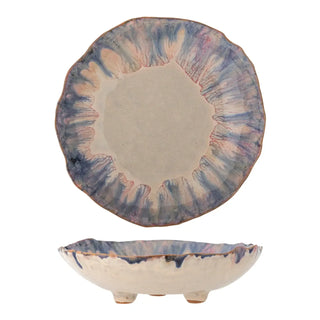 Schaal aardewerk blauw Amalia 18cm van Bloomingville, van bovenaf met vorm en indeling zichtbaar