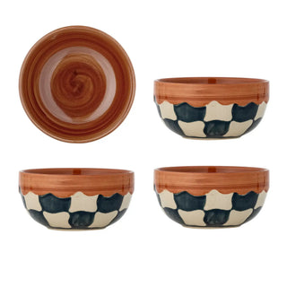 Schaal aardewerk blauw Check 14cm - set van 4 van Bloomingville, duidelijk als hoofdfoto afgebeeld