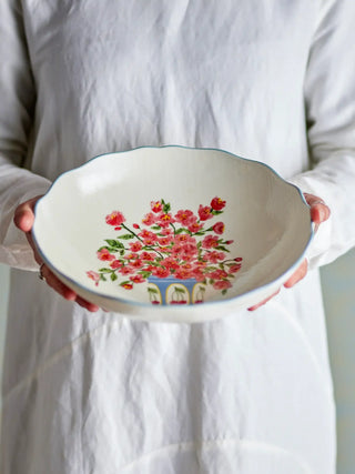 Schaal aardewerk blauw Dorothy 28cm van Bloomingville, toegepast in een sfeervolle interieursetting