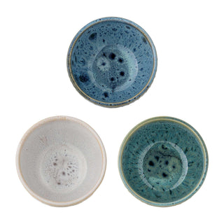 Schaal aardewerk blauw Harriet - set van 3 van Bloomingville, aan de achterzijde met afwerking zichtbaar