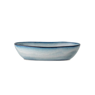 Schaal aardewerk blauw Sandrine 32cm van Bloomingville, aan de achterzijde met afwerking zichtbaar