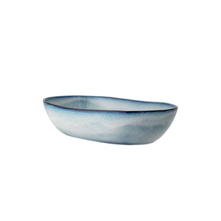 Schaal aardewerk blauw Sandrine 32cm van Bloomingville, van bovenaf met vorm en indeling zichtbaar