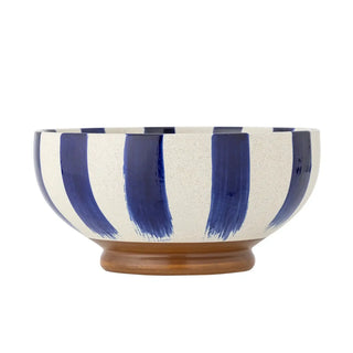 Schaal aardewerk blauw Shakti 26cm van Bloomingville, van bovenaf met vorm en indeling zichtbaar