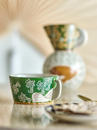 Schaal aardewerk groen Hezha 13cm van Bloomingville, toegepast in een sfeervolle interieursetting