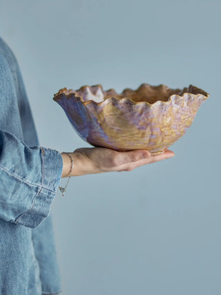 Schaal aardewerk nature Nash 24cm van Bloomingville, toegepast in een sfeervolle interieursetting