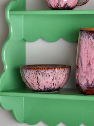 Schaal aardewerk roze Rayen 14cm - 4 stuks van Bloomingville, in een gestileerde detailopstelling