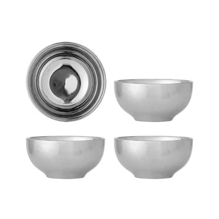 Schaal aardewerk zilver Shine 12cm - 4 stuks van Bloomingville, duidelijk als hoofdfoto afgebeeld