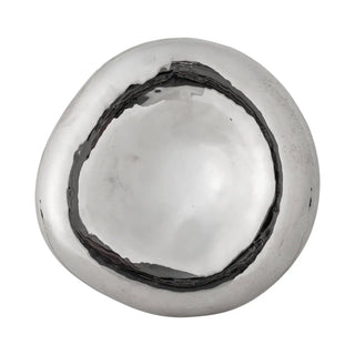 Schaal aardewerk zilver Shine 18cm van Bloomingville, van bovenaf met vorm en indeling zichtbaar