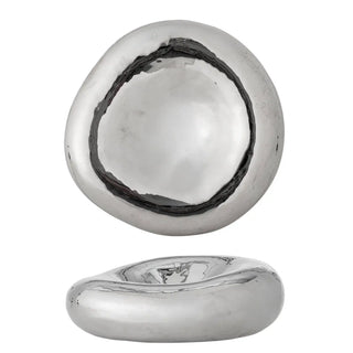 Schaal aardewerk zilver Shine 18cm van Bloomingville, met materiaal en structuur van dichtbij zichtbaar