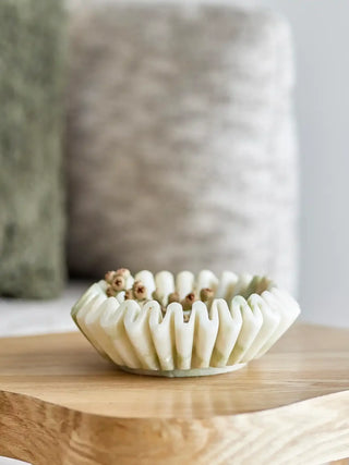 Schaal marmer groen Harmonia 17cm van Bloomingville, in een gestileerde productopstelling