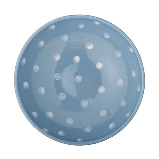 Schaal op voet aardewerk blauw Riley 24cm van Bloomingville, van dichtbij met materiaal en afwerking zichtbaar