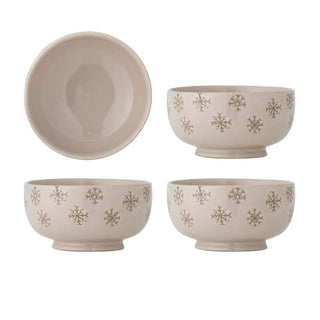 Schalen aardewerk beige snowie 13cm - 4 stuks van Bloomingville, duidelijk als hoofdfoto afgebeeld