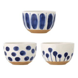 Schalenset aardewerk blauw Linora - set van 3 van Bloomingville, duidelijk als hoofdfoto afgebeeld