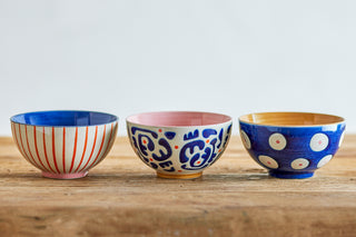 Schalenset Eviaya blauw aardewerk - set van 3 van Bloomingville, toegepast in een sfeervolle interieursetting