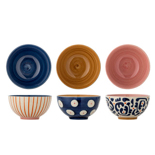 Schalenset Eviaya blauw aardewerk - set van 3 van Bloomingville, duidelijk als hoofdfoto afgebeeld
