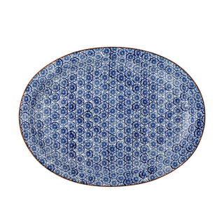 Serveerbord aardewerk blauw Karine 35cm van Bloomingville, vanuit een aanvullend productaanzicht