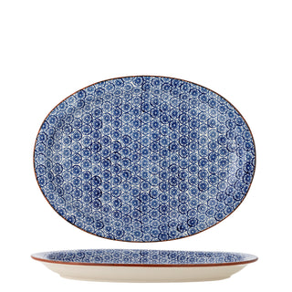 Serveerbord aardewerk blauw Karine 35cm van Bloomingville, duidelijk als hoofdfoto afgebeeld