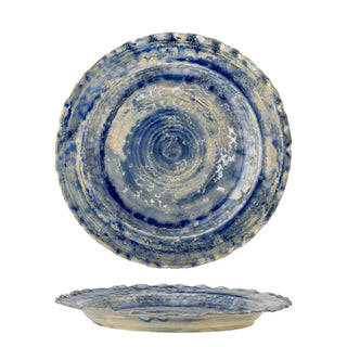 Serveerbord aardewerk blauw Rowan 27cm van Bloomingville, aan de achterzijde met afwerking zichtbaar
