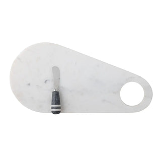 Serveerplank marmer wit Abrielle 42cm van Bloomingville, schuin bekeken met vorm en afwerking zichtbaar