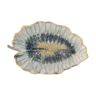 Serveerschaal aardewerk blauw Dorreen van Bloomingville, van bovenaf met vorm en indeling zichtbaar