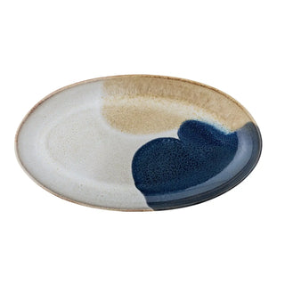 Serveerschaal aardewerk blauw Jules 33cm van Bloomingville, vanuit een aanvullend productaanzicht