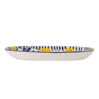 Serveerschaal aardewerk blauw Maxima 29cm van Bloomingville, aan de achterzijde met afwerking zichtbaar