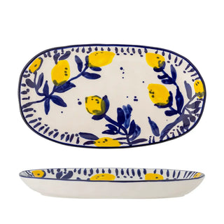 Serveerschaal aardewerk blauw Maxima 29cm van Bloomingville, van bovenaf met vorm en indeling zichtbaar