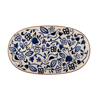 Serveerschaal aardewerk Figuria 38 cm van Bloomingville, schuin bekeken met vorm en afwerking zichtbaar