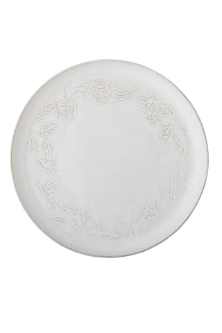 Serveerschaal aardewerk nature Winter 34cm van Bloomingville, schuin bekeken met vorm en afwerking zichtbaar