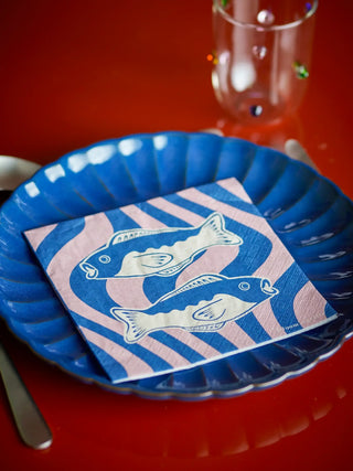 Servet papier blauw Remy van Bloomingville, in een gestileerde detailopstelling
