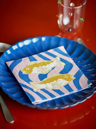 Servet papier blauw Remy van Bloomingville, in een gestileerde productopstelling