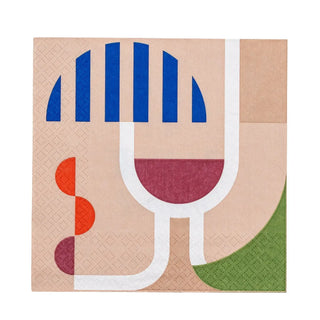 Servet papier blauw Wine - set van 20 van Bloomingville, duidelijk als hoofdfoto afgebeeld