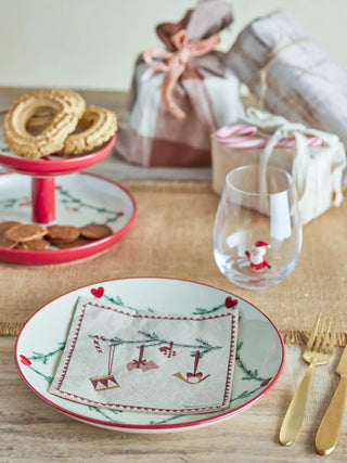Servet papier rood Yule van Bloomingville, toegepast in een sfeervolle interieursetting