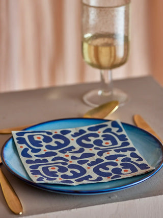 Servetten papier blauw Eviaya van Bloomingville, aan de achterzijde met afwerking zichtbaar