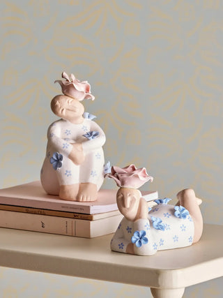 Set aardewerk blauw Floriella - set van 2 van Bloomingville, in een gestileerde detailopstelling