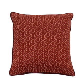 Sierkussen rood katoen Zharai 50×50 cm van Bloomingville, van dichtbij met patroon en stofstructuur zichtbaar