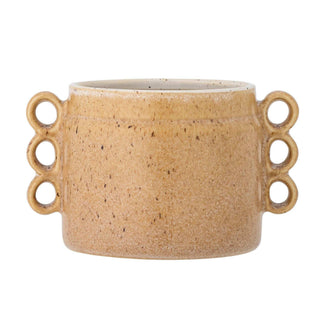 Bruine Souri aardewerken bloempot met ringvormige handvatten, 15 cm