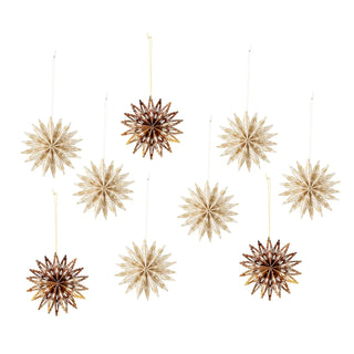 Ster ornament papier nature 10cm - set van 9 van Bloomingville, duidelijk als hoofdfoto afgebeeld
