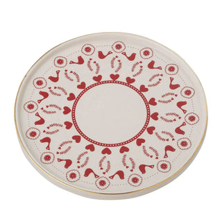 Taartschaal aardewerk rood Jolly 26cm van Bloomingville, aan de achterzijde met afwerking zichtbaar