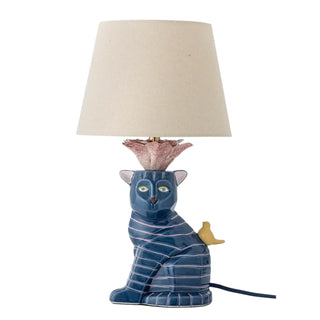 Tafellamp aardewerk blauw Eri 40cm van Bloomingville, van bovenaf met vorm en indeling zichtbaar