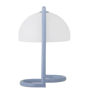 Tafellamp acryl blauw Favour 29cm van Bloomingville, schuin van voren met vorm en constructie zichtbaar