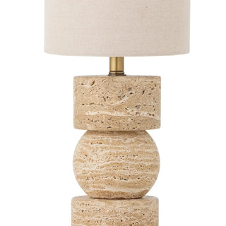 Tafellamp travertin naturel Marci 53cm van Bloomingville, van opzij met verhoudingen en constructie zichtbaar