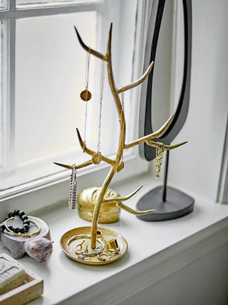 Tafelspiegel glas zwart Avoa 50cm van Bloomingville, toegepast in een sfeervolle interieursetting