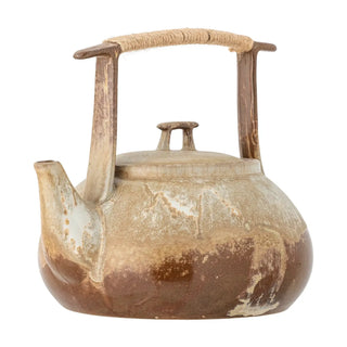 Theepot aardewerk bruin Ikigai van Bloomingville, van bovenaf met vorm en indeling zichtbaar
